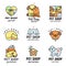 Pet shop cute logos multicolored vector set. Can be used as stickers.