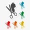 Pet shop design, animal icon, cat and scissors, sticker set