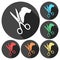 Pet shop design, animal icon, dog and scissors, sticker set