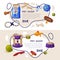 Pet Shop Landing Page Templates Set, Cat and Dog Accessories, Food, Toys, Care Products Website, Mobile App Cartoon