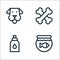 Pet shop line icons. linear set. quality vector line set such as aquarium, perfume, bones