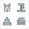 Pet shop line icons. linear set. quality vector line set such as brush, waterdrops, scratching