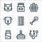 Pet shop line icons. linear set. quality vector line set such as stethoscope, cat box, milk, fishbone, comb, dog, pet carrier,