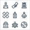 Pet shop line icons. linear set. quality vector line set such as tennis ball, turtle, canned food, jingle bell, shampoo, bones,