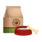 pet shop paper bag with dish and bone