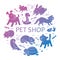 Pet shop silhouette in circle template