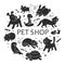 Pet shop silhouette in circle template