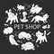 Pet shop silhouette in circle template