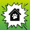 Pet shop, store building sign illustration. Black Icon on white popart Splash at green background with white spots. Illustration
