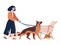 Pet Sitter Woman with Group of Dogs