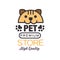 Pet store logo template design, brown badge for company identity, label for pet shop, quality service and premium food