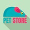 Pet store toys logo, flat style