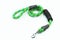 Pet supplies about leash for pet of green on white background.