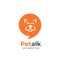 Pet talk logo idea with happy dog outline face silhouette inside bubble chat speak icon