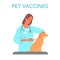Pet vaccination concept. Veterinary doctor making a vaccine injection