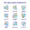 Pet wellness concept icons set