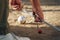 Petanque game,measuring the distance