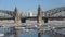 Peter the Great bridge and Smolny Cathedral during the spring ice drift. Saint Petersburg