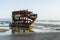 Peter Iredale Shipwreck on late afternoon, Fort Stevens State Park, Pacific Coast, Astoria, Oregon, USA