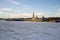 Peter and Paul Fortress in the January twilight. Saint-Petersburg, Russia