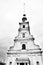 Peter and Pauls cathedral in Saint-Petersburg, Russia. High key black and white photo