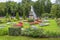 Peterhof, flower parterre in front of the Roman fountain