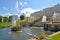 PETERHOF, RUSSIA. View of the Samson Who Is Tearing Apart a Lion Mouth fountain and Big cascade. Lower park