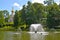 PETERHOF, RUSSIA. A view of the Whale fountain in the Sand pond