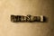 PETERSBURG - close-up of grungy vintage typeset word on metal backdrop