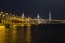 Petersburg, Russia, view of the cable-Stayed bridge of the Western high-speed diameter and the tower of the business center of Gaz