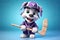 Petfluencers: The Adorable Cat\\\'s Quest to Become a Musketeer on Blue Background