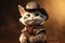 Petfluencers: The Adorable Cat\\\'s Quest to Become a Musketeer on Brown Background