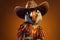 Petfluencers - A Parrot\\\'s Dream Comes True: A Day in the Cowboy Boots on Brown Background