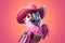 Petfluencers - A Parrot\\\'s Dream Comes True: A Day in the Cowboy Boots on Pink Background