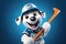 Petfluencers: The Pooch\\\'s Ascent as the Hottest Newcomer in Ice Hockey on Blue Background