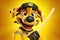 Petfluencers: The Pooch\\\'s Ascent as the Hottest Newcomer in Ice Hockey on Orange Background