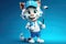 Petfluencers - The Purr-fect Golfer: A Cat\\\'s Ascent to Championship Glory on Blue Background