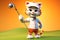 Petfluencers - The Purr-fect Golfer: A Cat\\\'s Ascent to Championship Glory on Orange Background