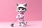 Petfluencers - The Purr-fect Golfer: A Cat\\\'s Ascent to Championship Glory on Pink Background