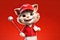 Petfluencers - The Purr-fect Golfer: A Cat\\\'s Ascent to Championship Glory on Red Background