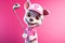 Petfluencers - The Top Dog of Golf: One Pooch\\\'s Path to Championship Glory on Pink Background