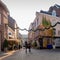 Petit Paris in the Koestraat, a street with up level restaurants in Maastricht, decorated and illuminated with lights