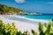 Petite Anse - sandy tropical paradise beach on La Digue in Seychelles. Travel exclusive concept