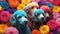 Petite Poodle Paradise: A Joyful Canine Soiree in the Midst of Blooming Flowers