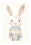 Petite Princess: A Minimalist Card Featuring a White Rabbit in a
