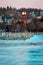 Petoskey, MI /USA - March 3rd 2018: Clock at the harbor in Petoskey Michigan during the winter