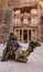 Petra, Jordan - 2019-04-21 - Camels Rest in Front of the Treasurary in Petra, Waiting For a Paid Ride