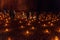 PETRA, JORDAN - MARCH 22, 2017: Tourists observe the Al Khazneh temple The Treasury during Petra by Night in the ancient city