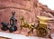 PETRA, JORDAN, NOV 25, 2011: Ancient copper horse and chariot - souvenirs in Petra City