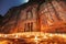 Petra by night, Treasury ancient architecture in canyon, Petra in Jordan. 7 wonders travel destination in Jordan